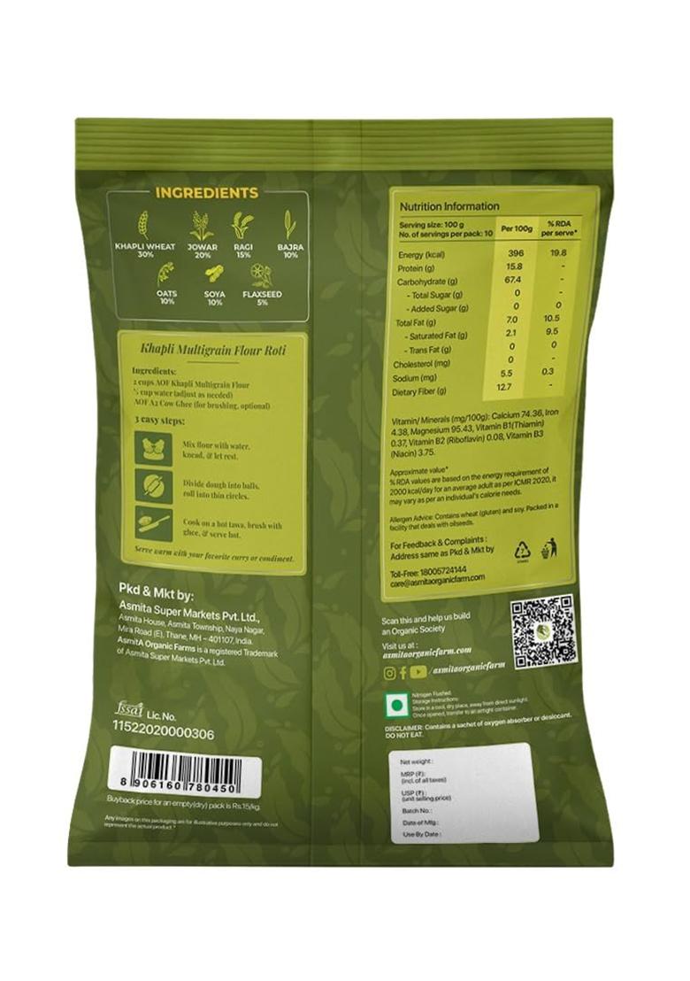 Asmita Organic Farms Khapli Multigrain Atta 1kg