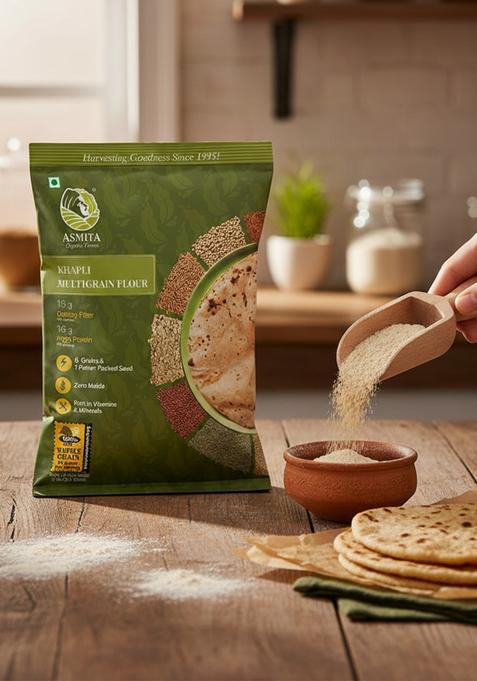 Asmita Organic Farms Khapli Multigrain Atta 1kg