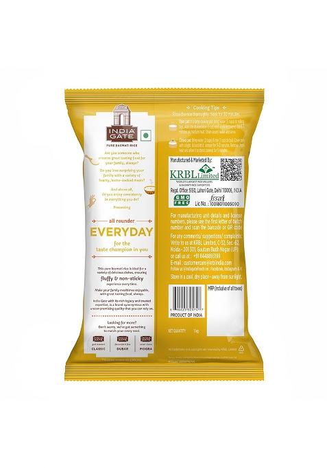 India Gate Everyday Raw and Aged Basmati Rice 1Kg