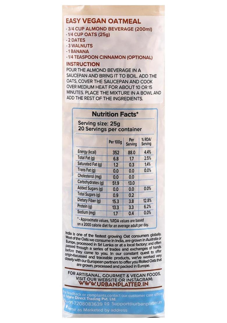 Urban Platter Rolled Oats – Whole-Grain High-Fibre Oats | 500g