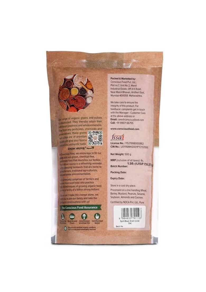 Conscious Food Organic Urad Dal 500g – Unpolished & Pure