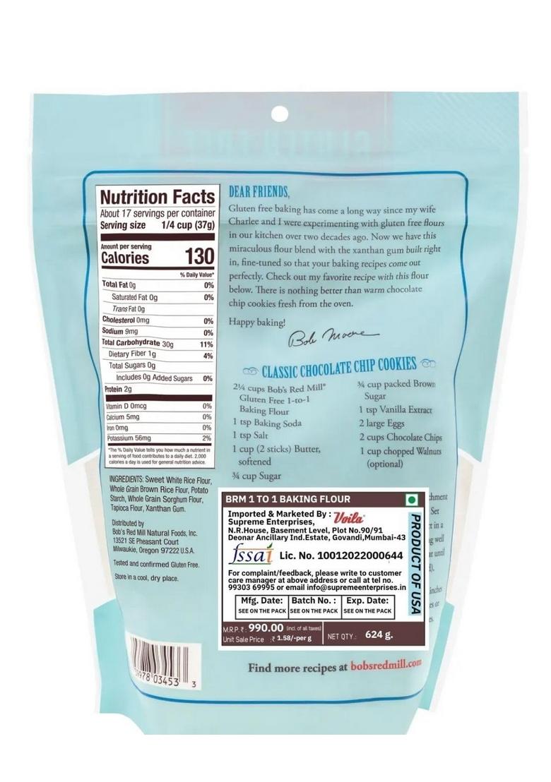 Bob’s Red Mill Gluten-Free 1-to-1 Baking Flour – All-Purpose | 623gm