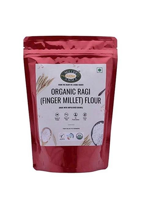 Millet Amma Organic Ragi Flour – Unpolished Finger Millet Atta | 2 Kg (1Kg x 2)