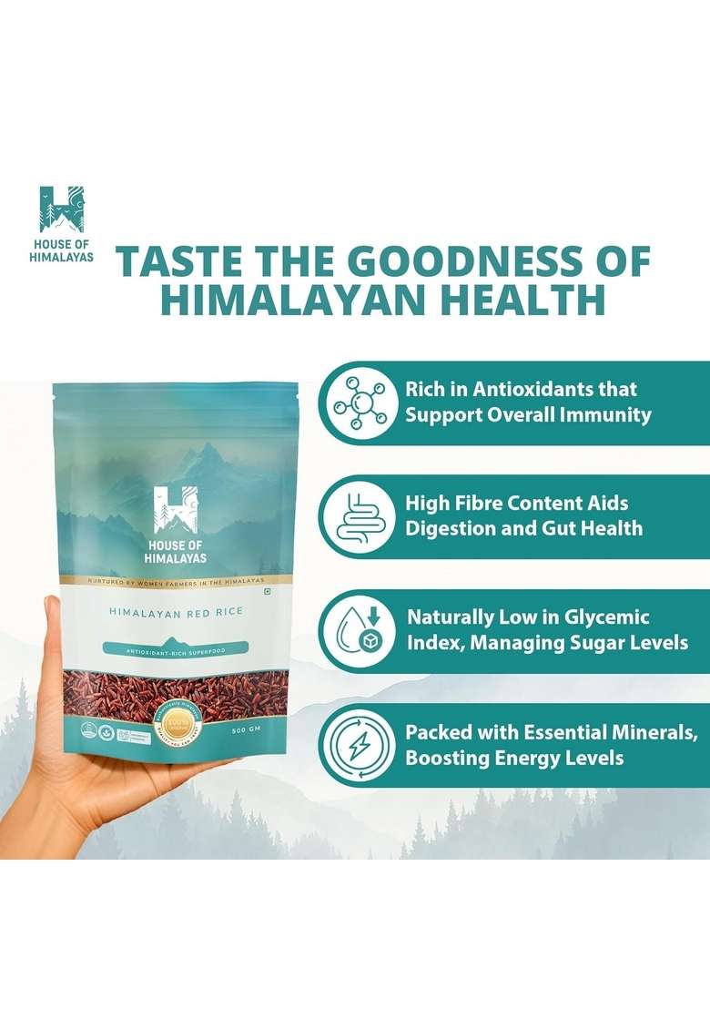 House Of Himalayas Red Rice – Naturally Grown Lal Chawal | 500g - Indya