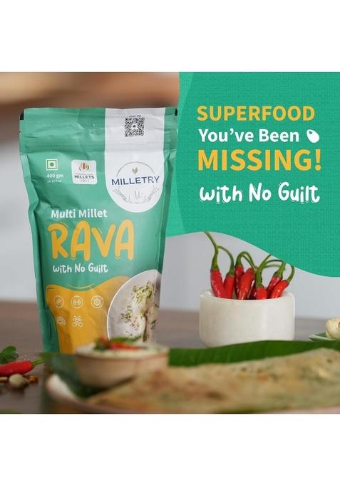 Milletry Multi Millet Rava – Foxtail, Kodo, Barnyard & Ragi Mix | 400gm