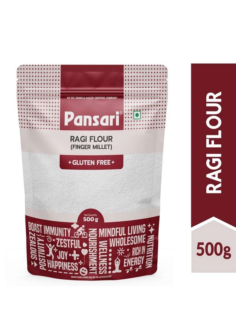 Pansari Natural Ragi Atta – Gluten-Free Ragi Flour | 500gm - Indya