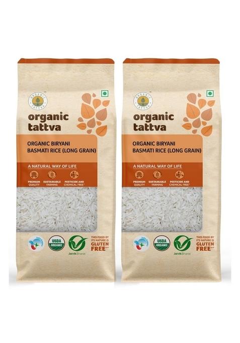 Organic Tattva Organic Biryani Basmati – Aged Long-Grain Rice | 1Kg (Pack of 2)