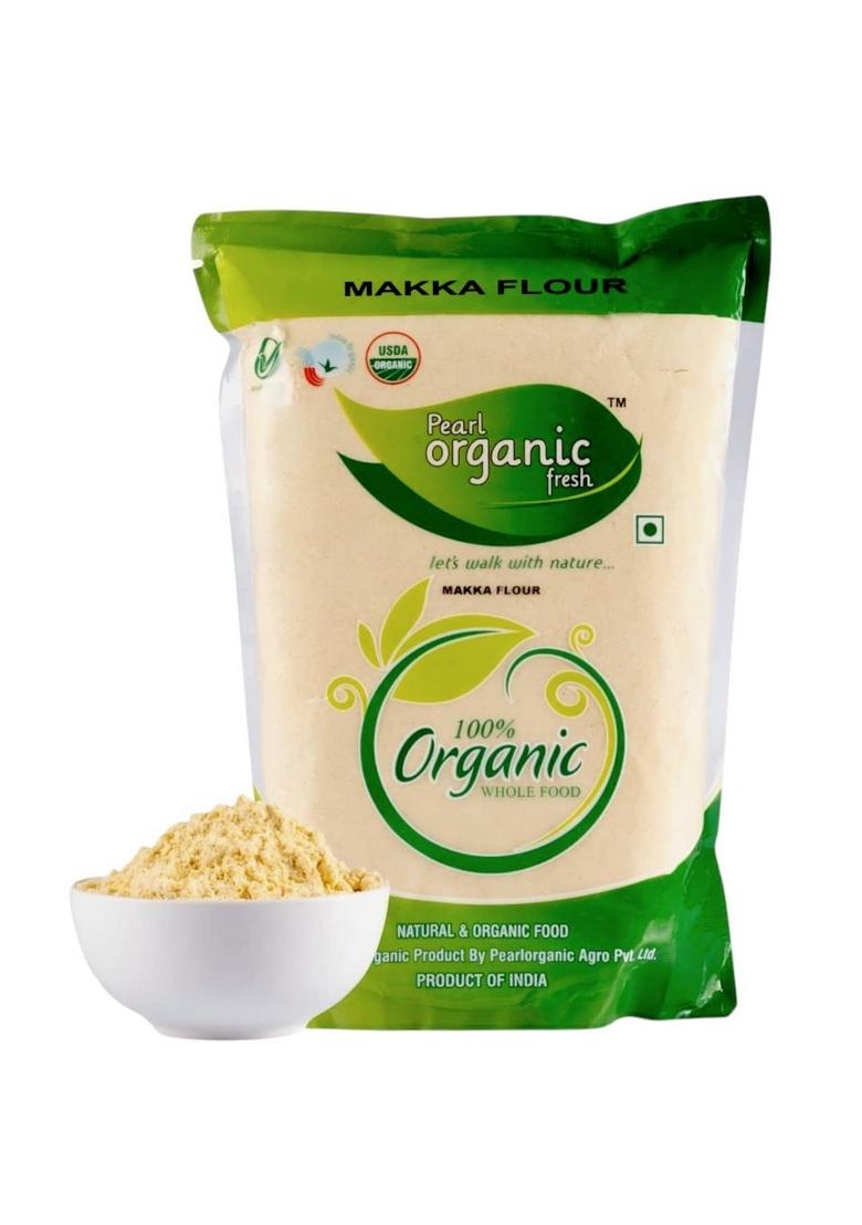 Pearl Organic Fresh Makka Atta (1 Kg) Makki Ka Atta â€“ 100% Corn Flour Gluten-Free, High Fibre & Protein-Rich Stone-Ground & Cold-Pressed Soft Rotis, Parathas & Authentic Flavor