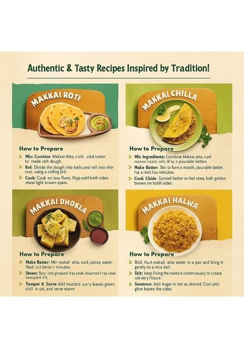 Pearl Organic Fresh Makka Atta (1 Kg) Makki Ka Atta â€“ 100% Corn Flour Gluten-Free, High Fibre & Protein-Rich Stone-Ground & Cold-Pressed Soft Rotis, Parathas & Authentic Flavor