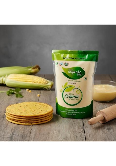 Pearl Organic Fresh Makka Atta (1 Kg) Makki Ka Atta â€“ 100% Corn Flour Gluten-Free, High Fibre & Protein-Rich Stone-Ground & Cold-Pressed Soft Rotis, Parathas & Authentic Flavor