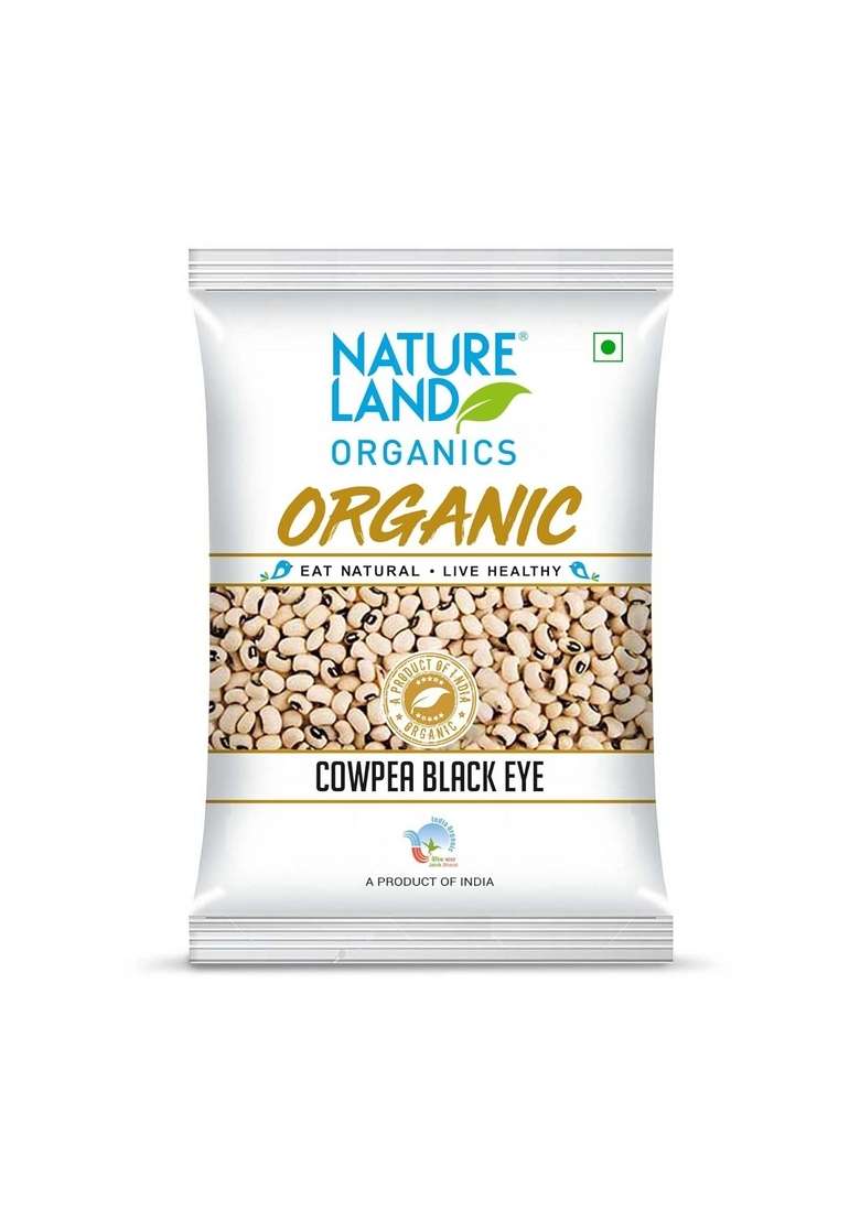 Natureland Organics Cowpea Black Eye / Lobia 500 Gm - Organic Healthy Pulses - Indya