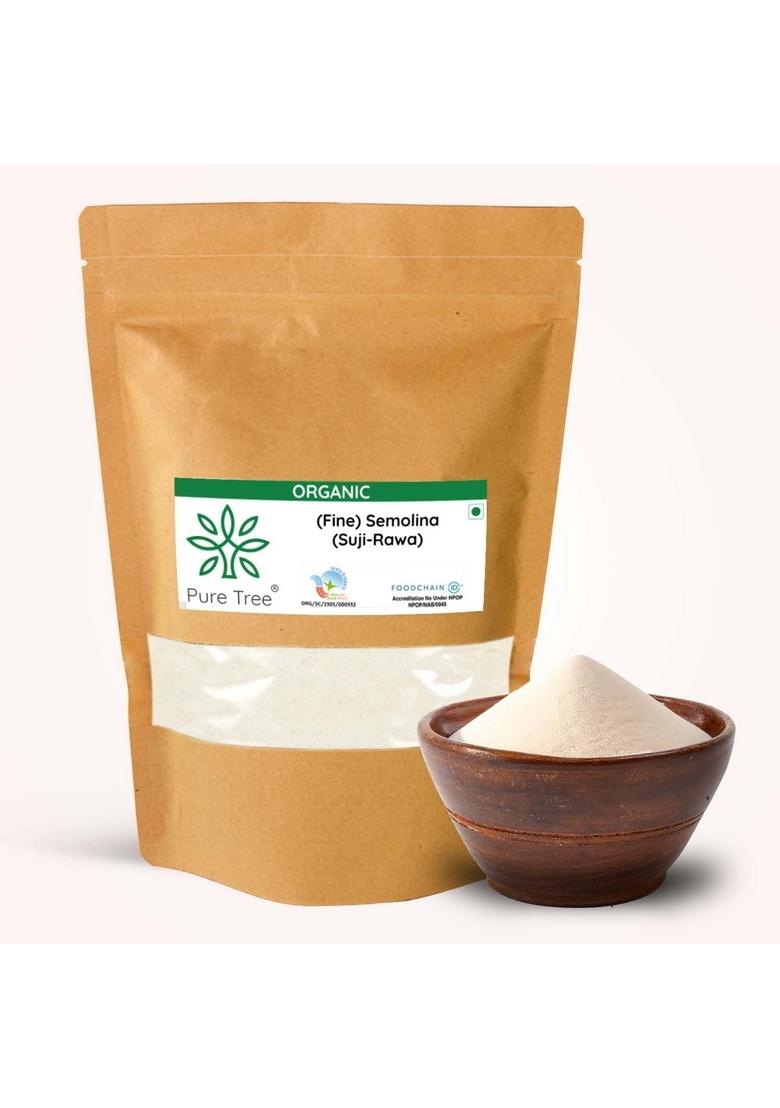 Pure Tree Certified Organic Sooji | 850 G Rawa Suji Rava Semolina Idly Rich In Iron & B Vitamins For Healthy Breakfast Staples Upma Dosa