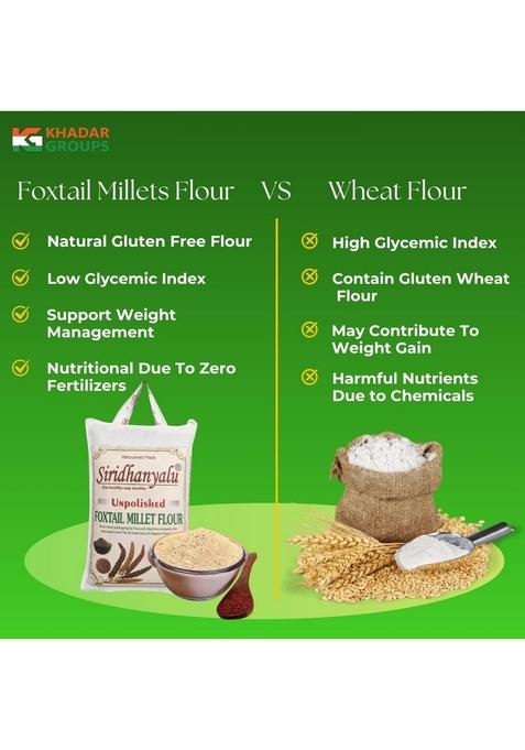 Siridhanyalu Foxtail Millet Flour (Unpolished & Organic) | Gluten Free Kangni/Thinai/Foxtail Atta ( Powder ) For Healthy Life Style Weight Management Online New Tech Rock-Hard Vacuumed Pack