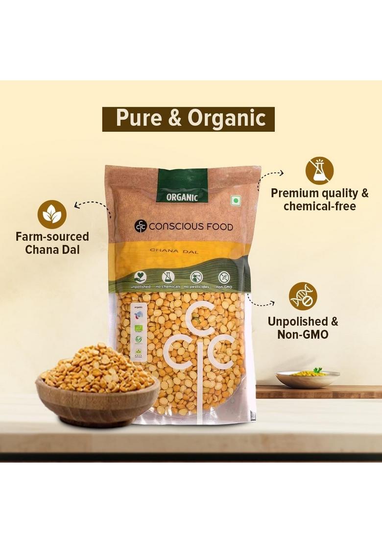 Conscious Food Organic Chana Dal | 1Kg Proteins And Fiber Easy To Digest High In Fibre