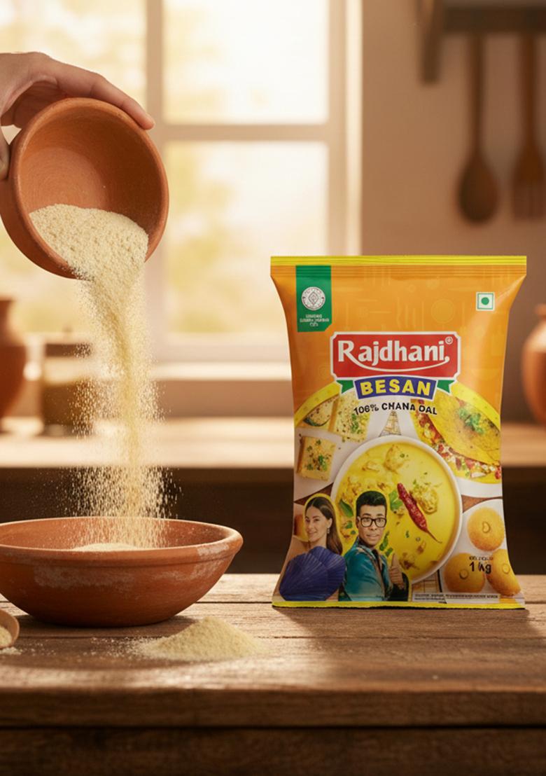 Rajdhani Besan (Gram Flour) 1Kg Â€“ 100% Pure Chana Dal Flour | Gluten-Free, High Protein Ideal For Pakora, Dhokla, Baking & Indian Cooking