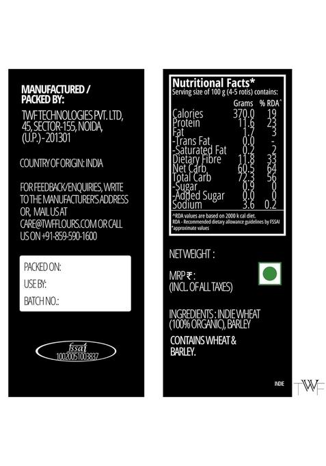 Twf Indie Wheat Flour | 1 Kg Organic From Indo-Gangetic Plains High Protein & Fibre No Bleach Preservatives Artificial Flavor Rich In Micro-Nutrients Guilt Free Rotis