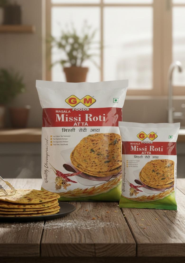 Gm Foods Masala Missi Roti Atta 400G (Pack Of 2) | Spiced With Indian Seeds & Herbs Rich In Protein, Vitamins, Minerals Micronutrients Healthy Tasty No Artificial Colors Or Preservatives