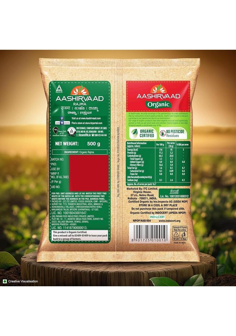 Aashirvaad Organic Rajma, 500 G, 100% Red Kidney Beans, Rich In Fibre & Protein