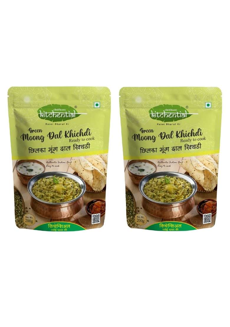Kitchential Green Moong Dal Khichdi |Instant Cook | Ready To Cook Healthy Meal (Pack of 2-400 gm) - Indya