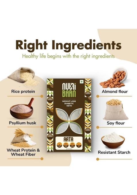 Nutribarn Atta Diabetic Friendly Keto Flour, 500G (Pack Of 2), 1.4 Net Carbs Per Roti, Flour With High Fiber And Low Gi, Extremely Carb For Diets, Sugar Care