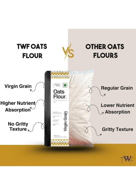 Twf Virgin Oats Flour | 1Kg Helps Manage Weight Gluten Free High In Protein & Fibre Non Gmo 100% Grains Jaee Atta Healthy For Cooking, Baking, And Breakfasts