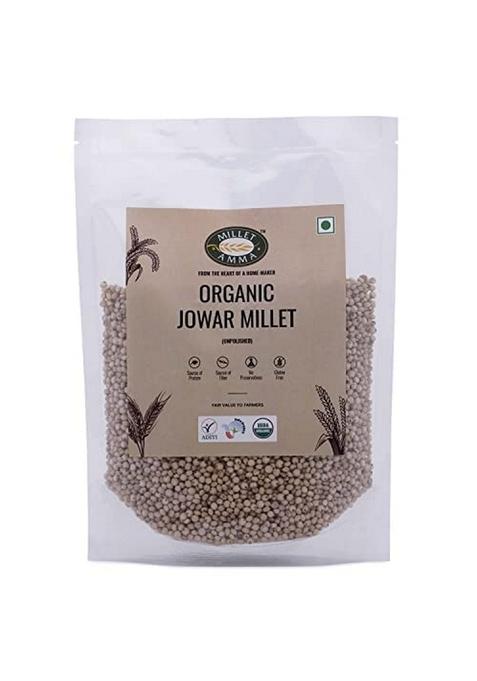 Millet Amma Unpolished CERTIFIED ORGANIC Jowar Millet Grains | 2 Kg (1kg x 2 Packs) | Great Healthy Breakfast and Diet Food | Helps for Weight Loss Management