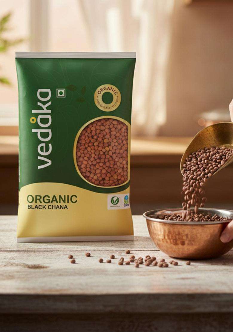 Vedaka Organic Black Chana 1Kg | Naturally Rich Source Of Protein | Cholesterol Free & No Added Additives - Indya