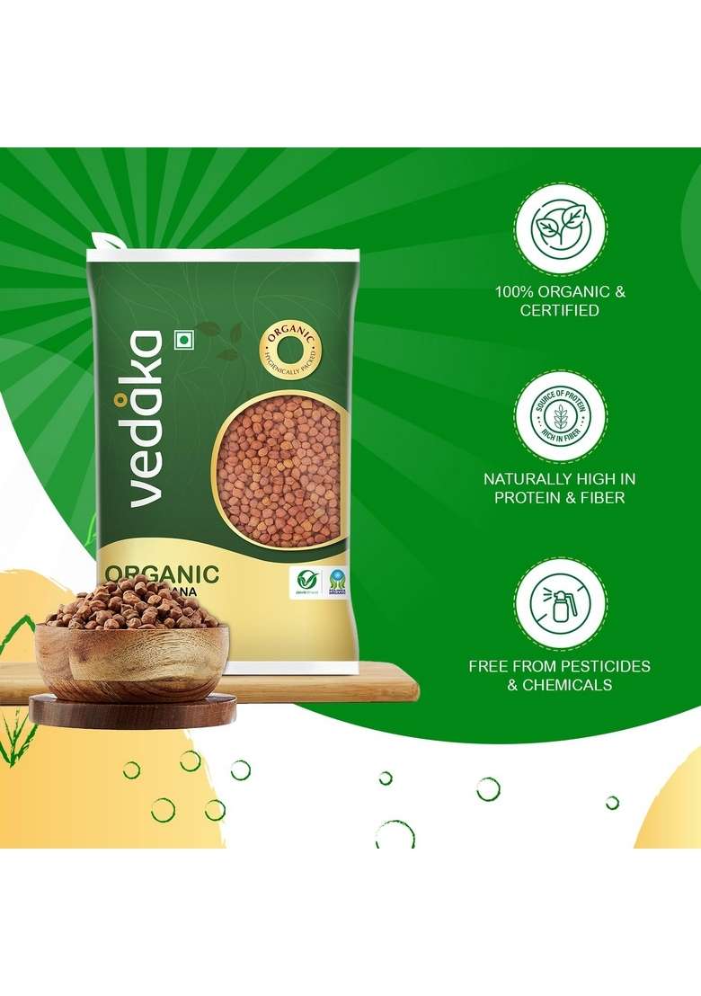 Vedaka Organic Black Chana 1Kg | Naturally Rich Source Of Protein | Cholesterol Free & No Added Additives - Indya