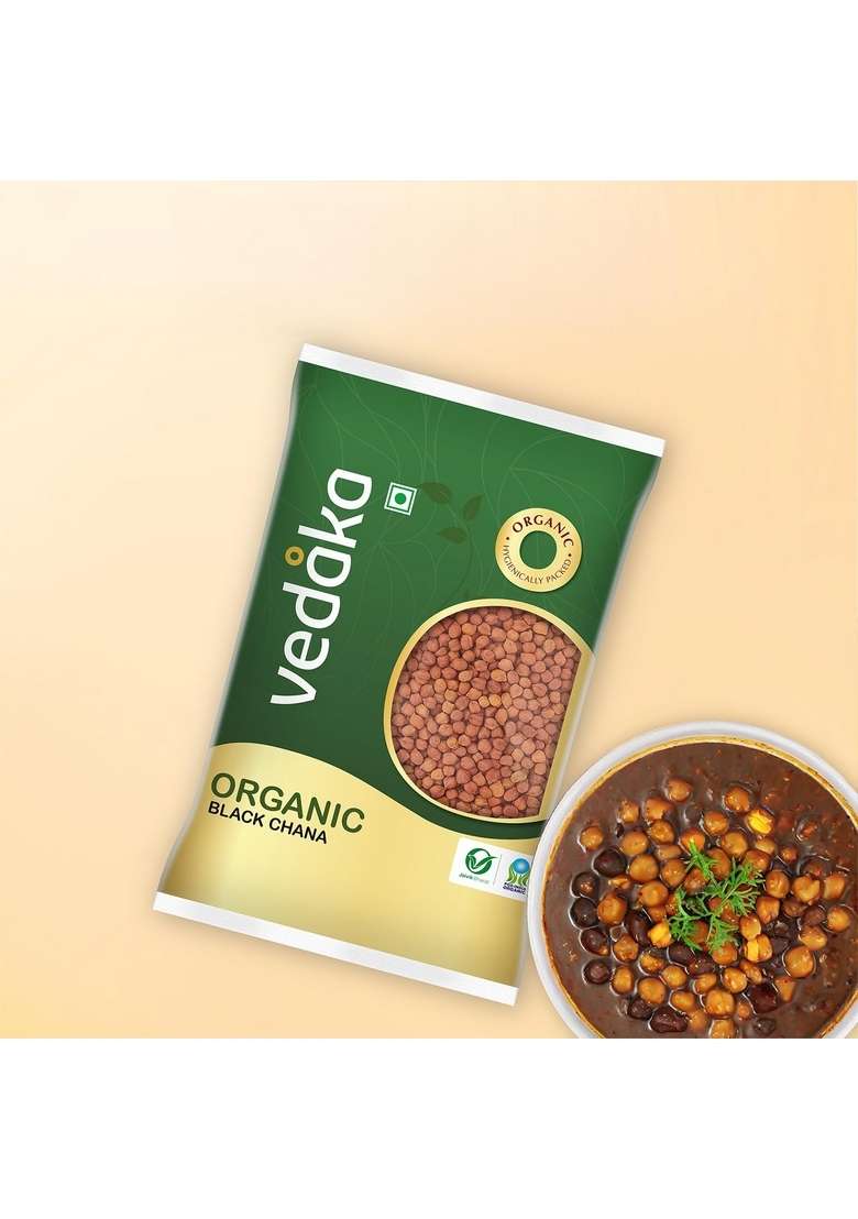 Vedaka Organic Black Chana 1Kg | Naturally Rich Source Of Protein | Cholesterol Free & No Added Additives - Indya