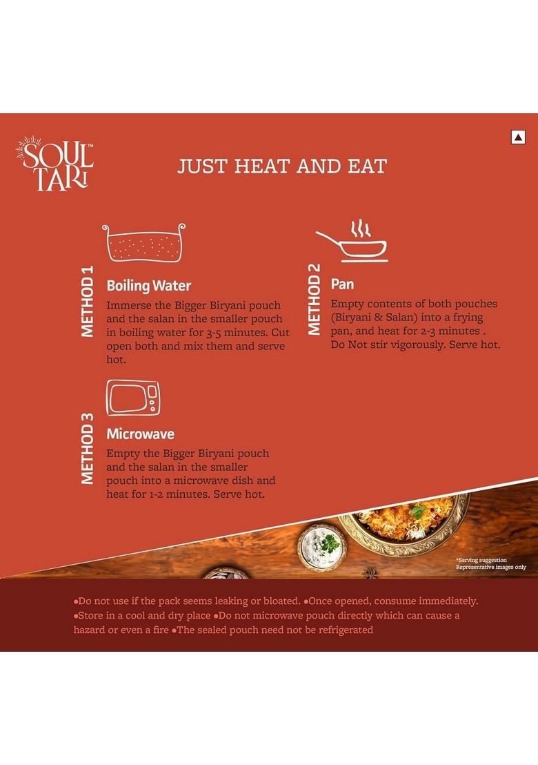 Soultari Ready To Eat Deluxe Chicken Biryani With Salan | Just Heat And Lipsmackingly Delicious Spicy No Preservatives Or Additives 350 Gram Pack Of 1