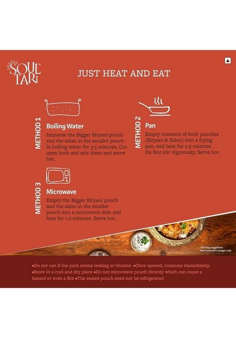 Soultari Ready To Eat Deluxe Chicken Biryani With Salan | Just Heat And Lipsmackingly Delicious Spicy No Preservatives Or Additives 350 Gram Pack Of 1