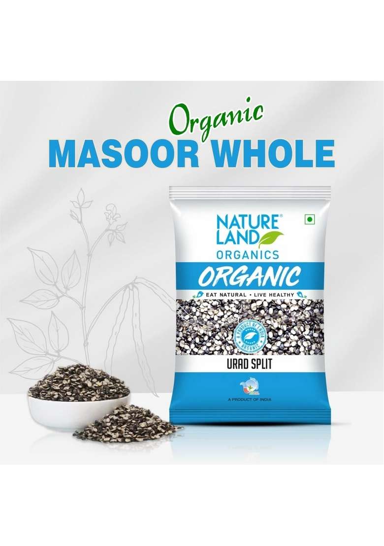 Natureland Organics Urad Chilka / Split 1 Kg - Organic Healthy Pulses - Indya