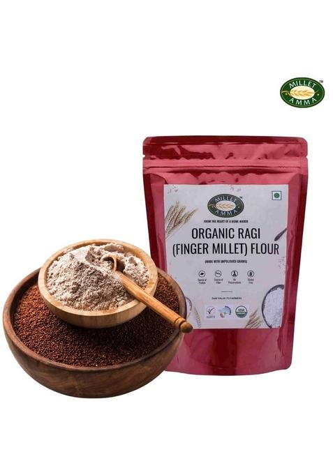 Millet Amma Certified Organic Sprouted Ragi (Finger Millet) Flour - 500Gm / 100% Vegan & Gluten Free