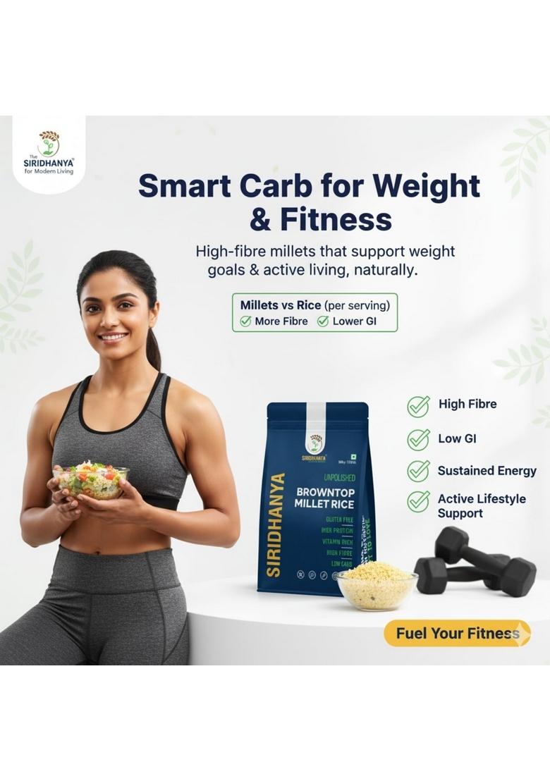 Siridhanya Browntop Millet – Unpolished Low-GI Gluten-Free Millet | 500 g × 2