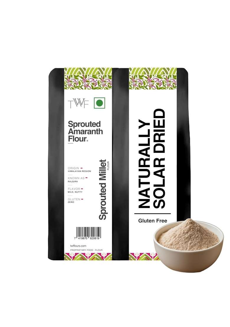 Twf Himalayan Sprouted Rajgira Atta | 500Gm Amaranth Flour Naturally Solar Dried Gluten Free High Protein For Cooking, Health-Conscious Baking, Bone Health & Weight Management - Indya