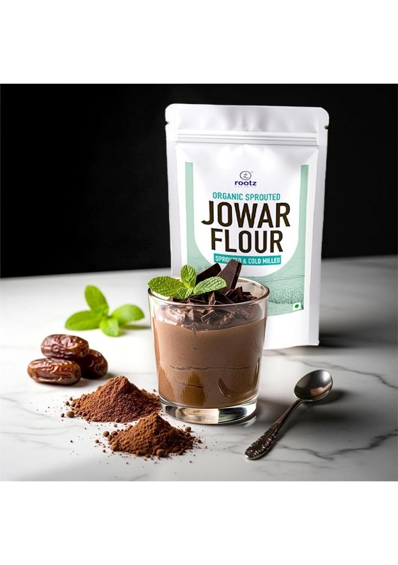 Rootz Organics Sprouted Jowar Flour 900G | Stone-Ground Sorghum Atta High Fibre, Gluten-Free Easy To Digest Ideal For Rotis, Dosas & Healthy Cooking