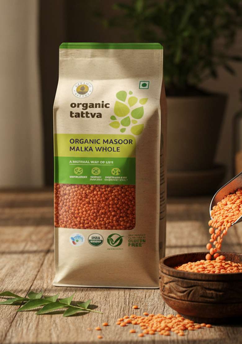 Organic Tattva Tattva, Masoor Malka Whole Unpolished Dal, 1Kg | 100% Vegan, Gluten Free And No Pesticides 500 Gram Each - Indya