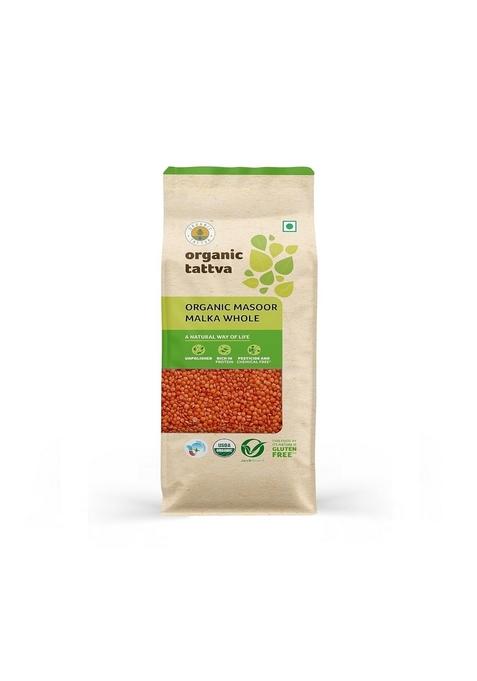 Organic Tattva Tattva, Masoor Malka Whole Unpolished Dal, 1Kg | 100% Vegan, Gluten Free And No Pesticides 500 Gram Each