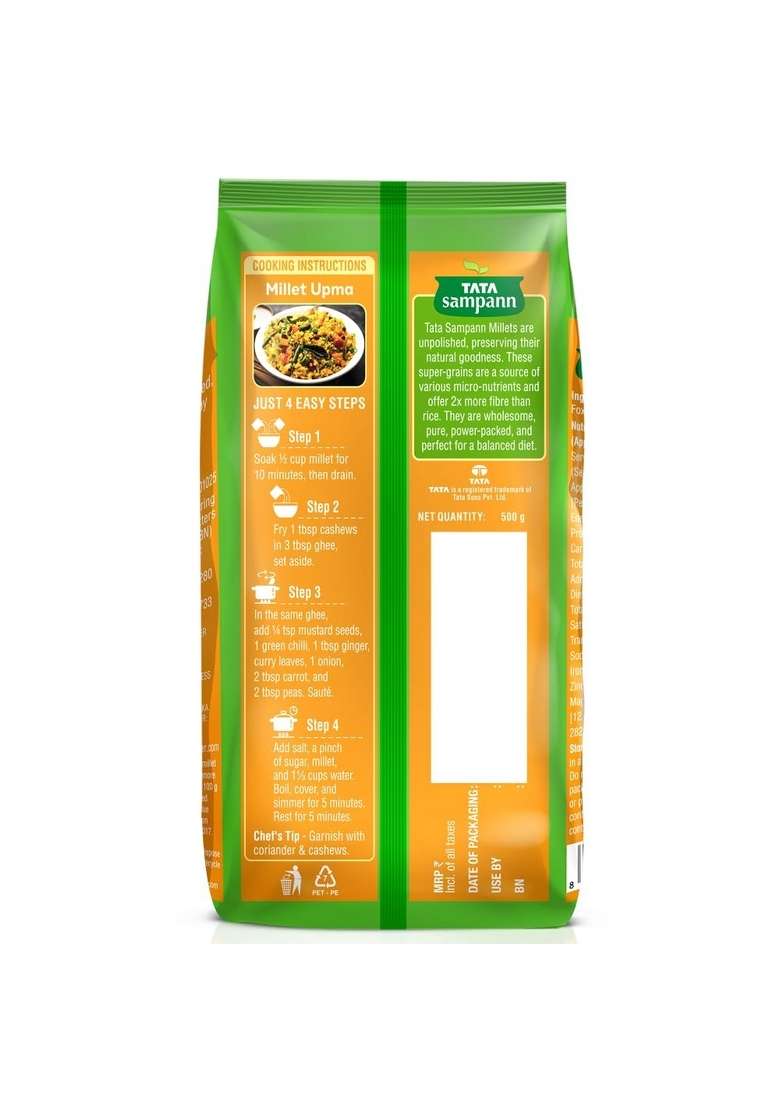 Tata Sampann Unpolished Foxtail Millet, 500 G - Indya