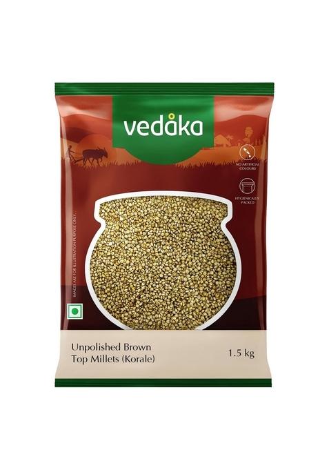 Vedaka Amazon Brand - Unpolished Brown Top Millets (Korale) 1.5 Kg (Chotti Kangni/Andu Korralu)