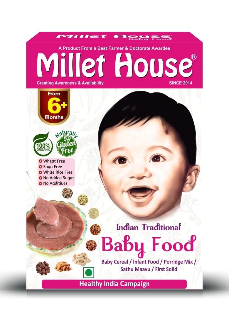 Millet House Baby Food | 100% Organic Indian Traditional Multi Grain Porridge Natural Certified Healthy Cereal Infant Ragi Sarihittu (6+Month, Pack Of 1, 200 Grams)