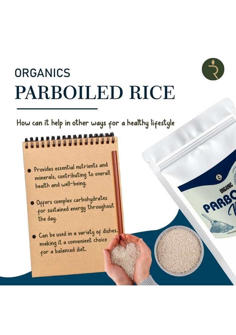 Rootz Organics Parboiled Minikit Rice | Ideal For Everyday Cooking Soft Texture, Great Taste Perfect Home-Cooked Meals (900G) Low Gi Diabetic Friendly - Indya