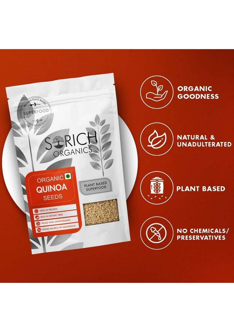 Sorich Organics Quinoa Seeds 900 Gm - Protein & Fiber Rich Superfood | Diet Food Cereal For Breakfast Gluten Free - Indya