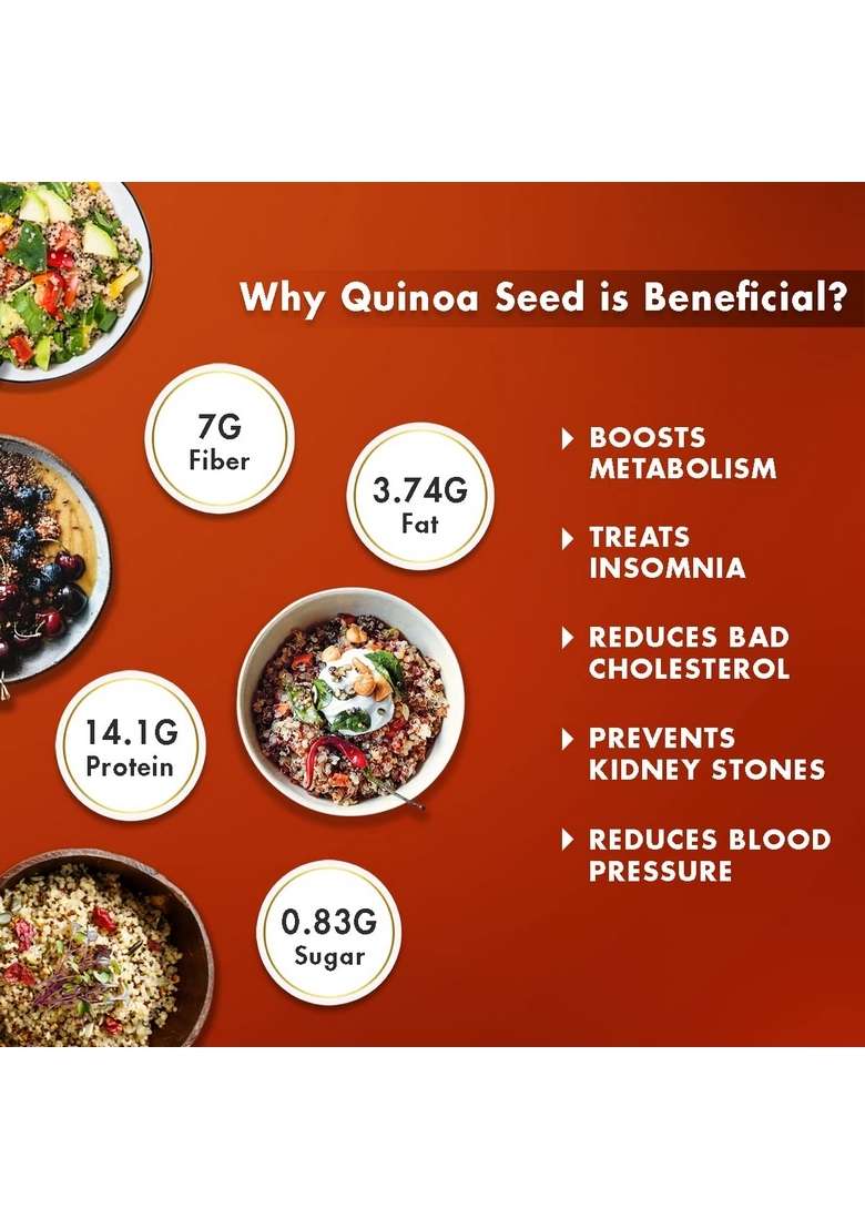 Sorich Organics Quinoa Seeds 900 Gm - Protein & Fiber Rich Superfood | Diet Food Cereal For Breakfast Gluten Free - Indya