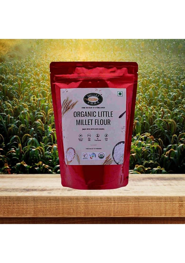 Millet Amma Certified Organic Little Flour | 1 Kg (500G X 2 Packs) Made With Unpolished Grains ( Kutki Samai Same Samalu ) Suitable For Multiple Recipes 100% Vegan & Gluten Free Rice In Proteins