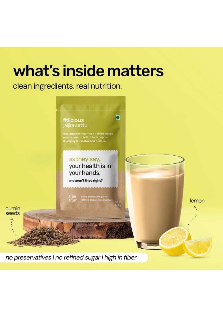 Fitlicious Assorted Sattu Powder | Bihari Chana Natural & Organic Gluten-Free, Non-Gmo High Protein Fiber Instant Premix Healthy Drink For All Ages Pack Of 7 X 40G Sachets - Indya