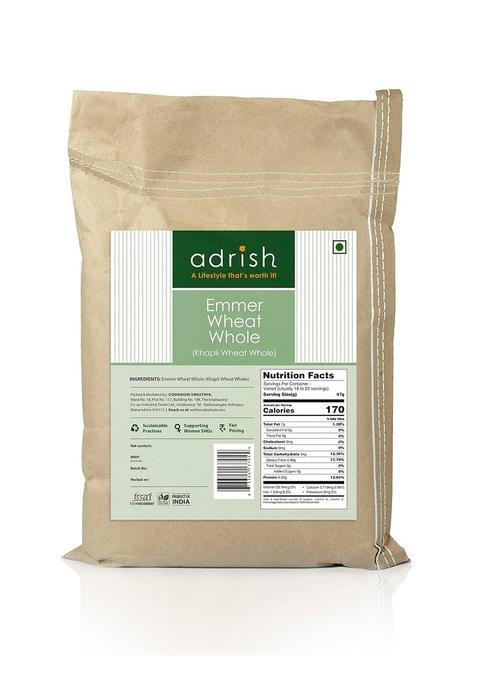 Adrish Zerowaste Organic Khapli Wheat (3Kg) - Unpolished Genhu| Fiber Rich Whole Grain| Emmer