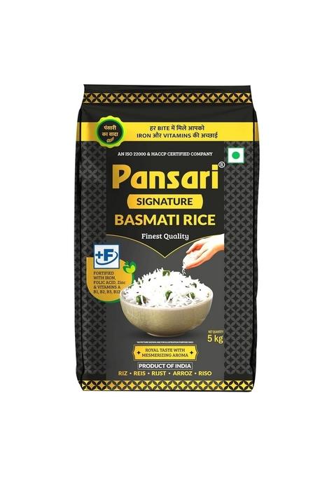 Pansari Signature Basmati Rice, Great Taste And Mesmerizing Aroma | Extra Long Grain, Naturally Aged(2-Years) With Fortified Biryani Pulao Rice - 5Kg