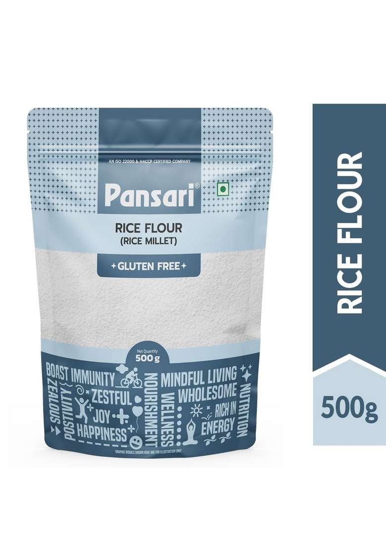 Pansari Rice Flour 500Gm Â€“ Gluten-Free Chawal Ka Atta| High In Fiber, Improves Blood Sugar, Lowers Cholesterol, Ideal For Idli, Dosa, Appam & More - Indya