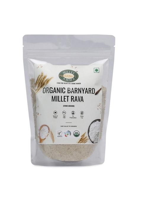 Millet Amma Certified Organic Barnyard Rava 1000 Gms ( Sujji ) | Stone Ground Healthy Diet Food Suitable For Multiple Recipes Upma , Idly Gluten Free, High Fiber, No Preservatives